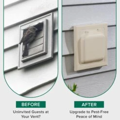 4 In. J Block Or Wide-Mount Dual Door Wall Vent In Tan -Fire Place Store no pest vent wall vents npjt 44 1000