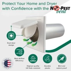 4 In. Wide-Mount Dual Door Wall Vent In White -Fire Place Store no pest vent wall vents npwrw c3 1000