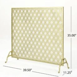 Ellias Gold Iron 1-Panel Fireplace Screen -Fire Place Store noble house fireplace screens 14388 1f 1000