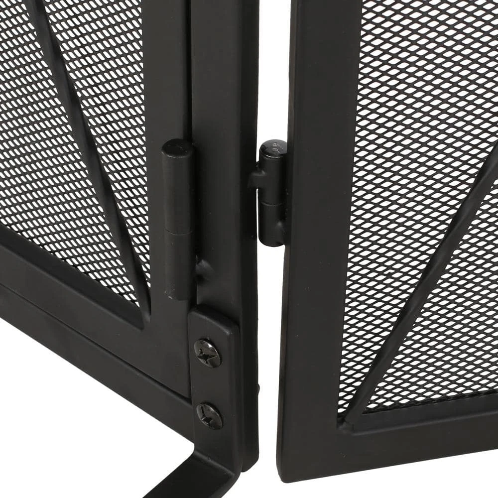 Blyfield Matte Black Metal 3-Panel Fireplace Screen 4 Blyfield Matte Black Metal 3-Panel Fireplace Screen - Image 4