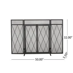 Blyfield Matte Black Metal 3-Panel Fireplace Screen 9 Blyfield Matte Black Metal 3-Panel Fireplace Screen -Fire Place Store noble house fireplace screens 70814 44 1000