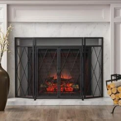 Blyfield Matte Black Metal 3-Panel Fireplace Screen 6 Blyfield Matte Black Metal 3-Panel Fireplace Screen -Fire Place Store noble house fireplace screens 70814 c3 1000