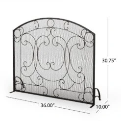 Burnell Matte Black Metal 1-Panel Fireplace Screen -Fire Place Store noble house fireplace screens 71566 fa 1000
