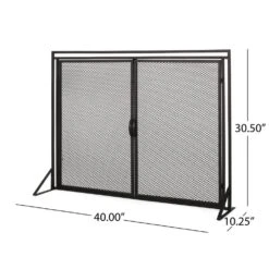 Cartwright Matte Black Metal 1-Panel Fireplace Screen -Fire Place Store noble house fireplace screens 71574 44 1000