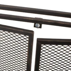 Cartwright Black Brushed Gold Metal 1-Panel Fireplace Screen -Fire Place Store noble house fireplace screens 71575 4f 1000