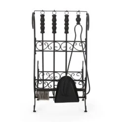 Solis 5-Piece Fireplace Tool Set With Log Rack