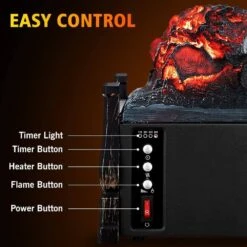 20.5 In. Electric Fireplace Log Heater With Remote Control 8H Timer Realistic Flame In Black -Fire Place Store nordic hygge electric fireplace logs fp201r 4f 1000