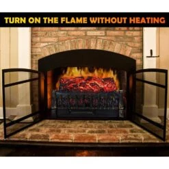 20.5 In. Electric Fireplace Log Heater With Remote Control 8H Timer Realistic Flame In Black -Fire Place Store nordic hygge electric fireplace logs fp201r 76 1000