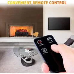 20.5 In. Electric Fireplace Log Heater With Remote Control 8H Timer Realistic Flame In Black -Fire Place Store nordic hygge electric fireplace logs fp201r c3 1000