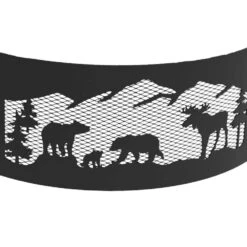 Decorative 36 In. X 12 In. Round Steel Wood Fire Pit Ring - Northern Woods -Fire Place Store northern woods blue sky outdoor living fire pit covers and accessories fr361208nw 1d 1000