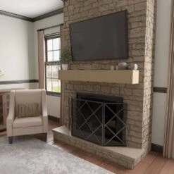 Heritage Timber Reclaimed Axed Cut 66 In. W X 9.5 In. D X 7.5 In. H Cap-Shelf Mantel 17 Heritage Timber Reclaimed Axed Cut 66 In. W X 9.5 In. D X 7.5 In. H Cap-Shelf Mantel -Fire Place Store oatmeal ekena millwork mantel shelves manurd10x08x66ot 77 1000