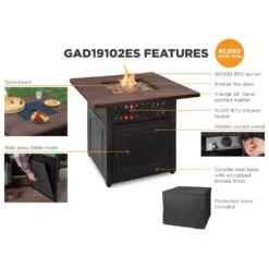 The DualHeat 37.8 In. X 30.7 In. Square Steel And Concrete Resin LP Gas Fire Pit With Hand Painted Wood Grain Mantel 21 The DualHeat 37.8 In. X 30.7 In. Square Steel And Concrete Resin LP Gas Fire Pit With Hand Painted Wood Grain Mantel -Fire Place Store oil rubbed bronze black endless summer gas fire pits gad19102es 77 1000