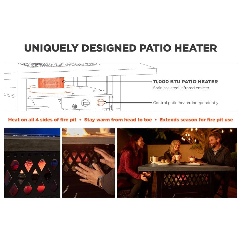 The DualHeat 37.8 In. X 30.7 In. Square Steel And Concrete Resin LP Gas Fire Pit With Hand Painted Wood Grain Mantel 4 The DualHeat 37.8 In. X 30.7 In. Square Steel And Concrete Resin LP Gas Fire Pit With Hand Painted Wood Grain Mantel - Image 4