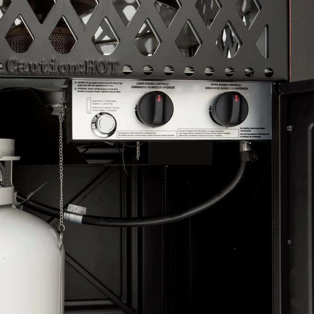 The DualHeat 37.8 In. X 30.7 In. Square Steel And Concrete Resin LP Gas Fire Pit With Hand Painted Wood Grain Mantel 12 The DualHeat 37.8 In. X 30.7 In. Square Steel And Concrete Resin LP Gas Fire Pit With Hand Painted Wood Grain Mantel - Image 12