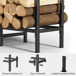 4.02*0.83*2.64 Feet, Firewood Rack, Outdoor Heavy Duty Metal Rack, Adjustable Firewood Rack, Fireplace Firewood Stacker -Fire Place Store oumilen firewood racks hd 121 wela 4f 1000