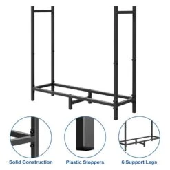 31.5 In. X 12.4 In. X 31.7 In. Outdoor Indoor Fireplace Firewood Rack, Storage Heavy Duty Metal Log Rack, Black -Fire Place Store oumilen firewood racks hd 78 wela 44 1000