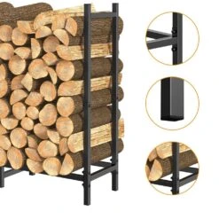 31.5 In. X 12.4 In. X 31.7 In. Outdoor Indoor Fireplace Firewood Rack, Storage Heavy Duty Metal Log Rack, Black -Fire Place Store oumilen firewood racks hd 78 wela 4f 1000