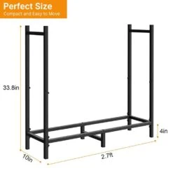 31.5 In. X 12.4 In. X 31.7 In. Outdoor Indoor Fireplace Firewood Rack, Storage Heavy Duty Metal Log Rack, Black -Fire Place Store oumilen firewood racks hd 78 wela c3 1000