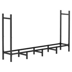 63.2 In. L X 12.01 In. W X 31.7 In. H, Outdoor Heavy Duty Metal Rack, Adjustable Fireplace Firewood Stacking Shelf