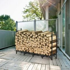 63.2 In. L X 12.01 In. W X 31.7 In. H, Outdoor Heavy Duty Metal Rack, Adjustable Fireplace Firewood Stacking Shelf -Fire Place Store oumilen firewood racks hd 80 wela 77 1000
