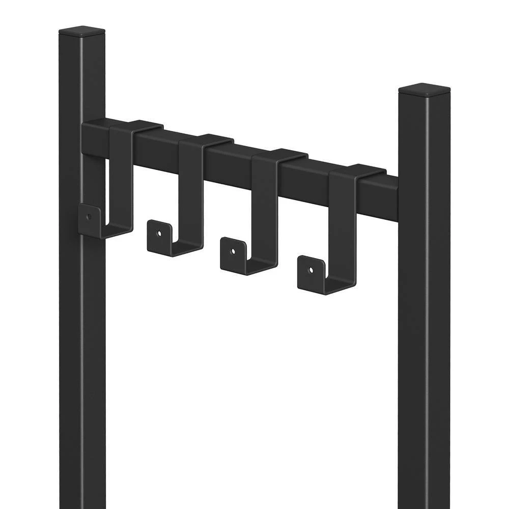 15.7 L X 12 W X 32 H In. Fireplace Firewood Storage Rack, Firewood Storage Rack, Metal, Black, With 4 Hooks 8 15.7 L X 12 W X 32 H In. Fireplace Firewood Storage Rack, Firewood Storage Rack, Metal, Black, With 4 Hooks - Image 8