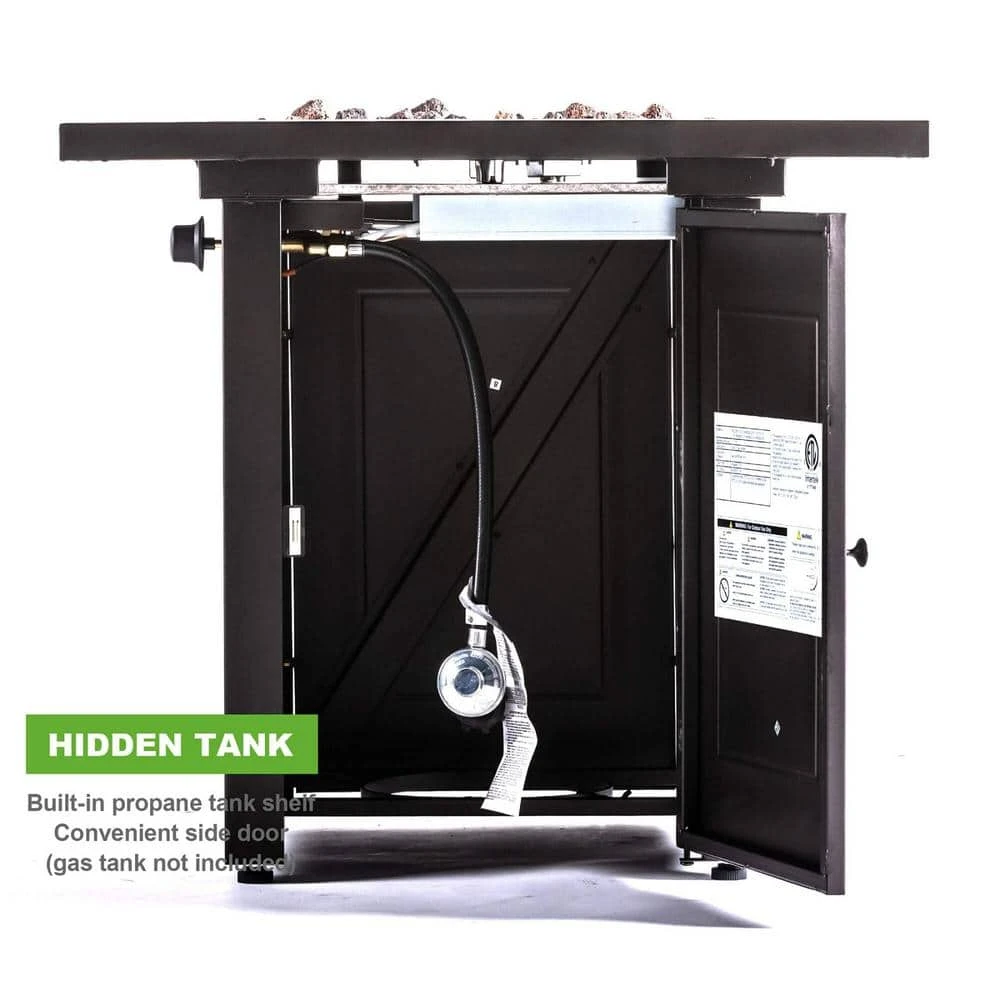 28 In. W Outdoor Powder Coated Iron 50,000 BTU Propane Fire Pit Fireplace Table 4 28 In. W Outdoor Powder Coated Iron 50,000 BTU Propane Fire Pit Fireplace Table - Image 4
