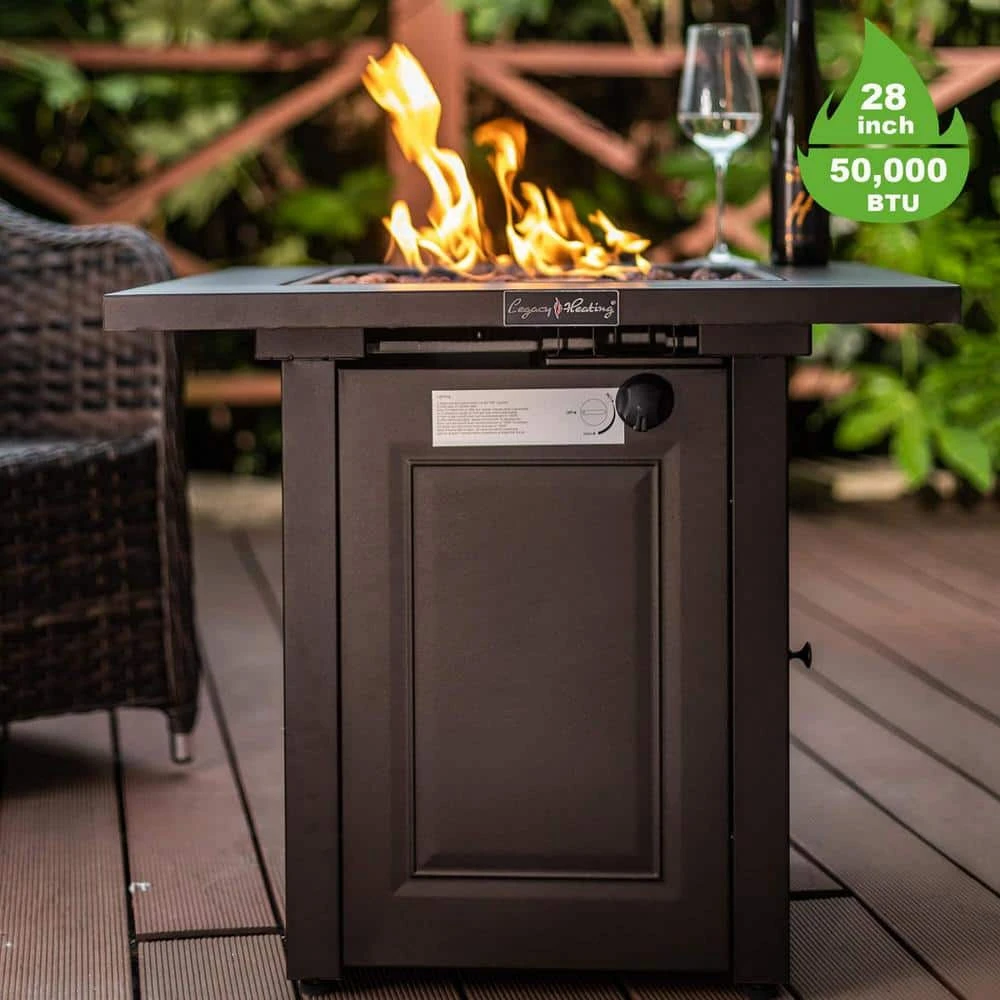 28 In. W Outdoor Powder Coated Iron 50,000 BTU Propane Fire Pit Fireplace Table 9 28 In. W Outdoor Powder Coated Iron 50,000 BTU Propane Fire Pit Fireplace Table - Image 9