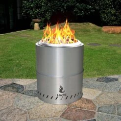 15 In. Smokeless Outdoor Wood Burning Fire Pit Portable Fire Pit Stainless Steel With Waterproof Cover