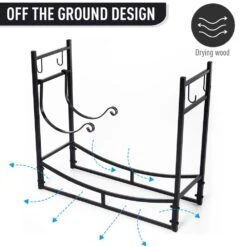 OUTSUNNY 33 In. L Wrought Iron Indoor Outdoor Fireplace Tool Set Log Rack Holder With Fireplace Tools -Fire Place Store outsunny firewood racks 842 129 fa 1000