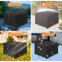 Fire Pit Cover Square, Heavy Duty PU Waterproof Patio Brazier Cover For Gas Fire Table, 45 In. L X 45 In. W X 25 In. H -Fire Place Store ovcrnibi fire pit covers and accessories wj 002 4 zhd 1f 1000