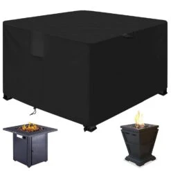 Fire Pit Cover Square, Heavy Duty PU Waterproof Patio Brazier Cover For Gas Fire Table, 45 In. L X 45 In. W X 25 In. H