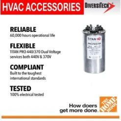 TITAN HD 35+5MFD, 440-Volt/370-Volt Dual Voltage Round Run Capacitor -Fire Place Store packard capacitors prcfd355a c3 1000