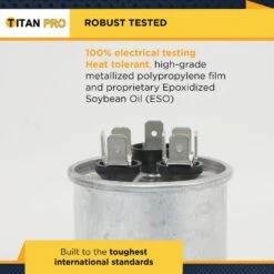 Titan Pro 25 Plus 5 MFD 440-Volt/370-Volt Dual Voltage Round Run Capacitor 8 Titan Pro 25 Plus 5 MFD 440-Volt/370-Volt Dual Voltage Round Run Capacitor -Fire Place Store packard capacitors trcfd255 1f 1000