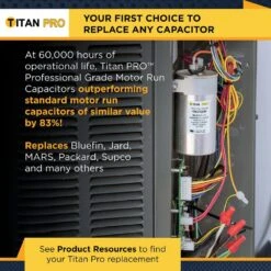 Titan Pro 80+5 MFD 440-Volt/370-Volt Dual Voltage Round Run Capacitor -Fire Place Store packard capacitors trcfd805 4f 1000