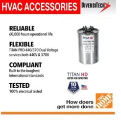 TITAN HD 80 Plus 7.5 MFD, 440-Volt/370-Volt Dual Voltage Round Run Capacitor -Fire Place Store packard grow room ventilation prcfd8075a c3 1000