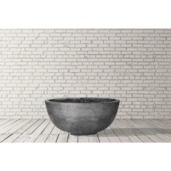 Sonoma 39 In. X 18 In. Round Cement Propane Gas Fire Pit Kit Bowl In Pewter With 54 Lbs. Bag Of 0.75 In. Black Lava Rock -Fire Place Store pewter natco fire pit kits ms6lp 1f 1000