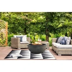 Sonoma 39 In. X 18 In. Round Cement Natural Gas Fire Pit Kit Bowl In Pewter With 54 Lbs. Bag Of 0.75 In. Black Lava Rock -Fire Place Store pewter natco fire pit kits ms6ng 4f 1000