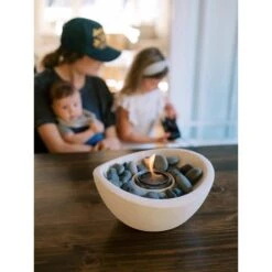 Wave 11 In Indoor/Outdoor Concrete Tabletop Fire Bowl In Pewter -Fire Place Store pewter solo stove gas fire pits od tt wav ptr 1f 1000