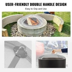 40 In. Stainless Steel Round Fire Pit Cover /Spark Screen Lid -Fire Place Store phewnyzo fire pit covers and accessories 28e156sa17 2 4f 1000