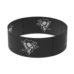 Decorative NHL 36 In. X 12 In. Round Steel Wood Fire Pit Ring - Pittsburgh Penguins