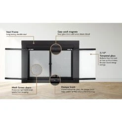 Albus Large Glass Fireplace Doors -Fire Place Store pleasant hearth fireplace doors al 1902 44 1000