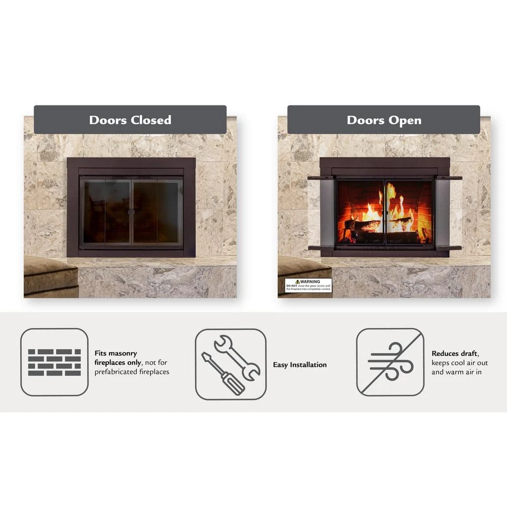 Ascot Medium Oil Rubbed Bronze Glass Fireplace Doors 3 Ascot Medium Oil Rubbed Bronze Glass Fireplace Doors - Image 3