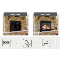 Carlisle Small Black Cabinet Style Glass Fireplace Doors -Fire Place Store pleasant hearth fireplace doors cl 3000 40 1000