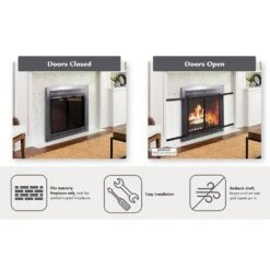 Carlisle Small Gunmetal Glass Fireplace Doors -Fire Place Store pleasant hearth fireplace doors cl 3000gm 40 1000