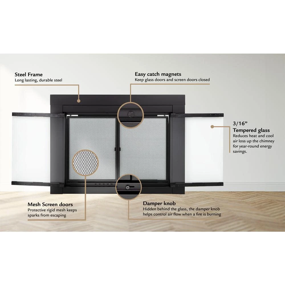 Easton Medium Glass Fireplace Doors 11 Easton Medium Glass Fireplace Doors - Image 11