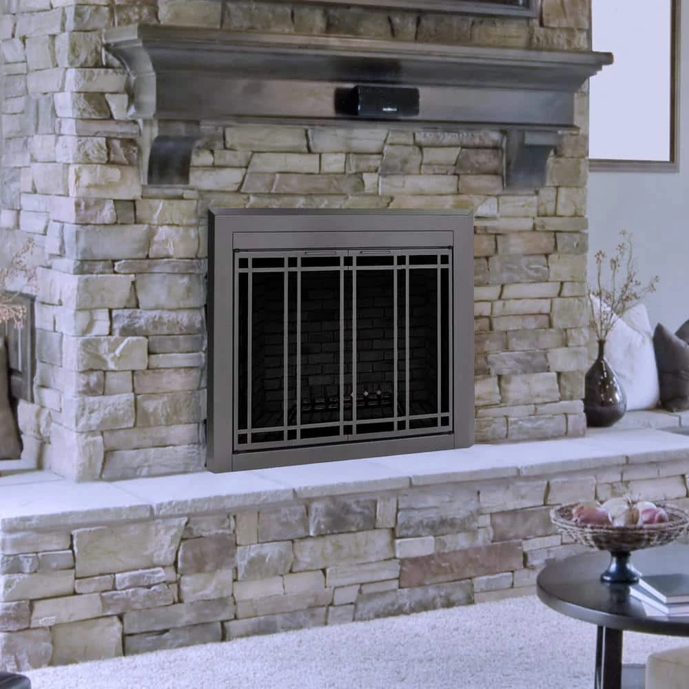 Ellis Medium Gunmetal Glass Fireplace Doors 1 Ellis Medium Gunmetal Glass Fireplace Doors