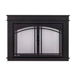 Fenwick Medium Black Glass Fireplace Doors 12 Fenwick Medium Black Glass Fireplace Doors -Fire Place Store pleasant hearth fireplace doors fn 5701bl e1 1000