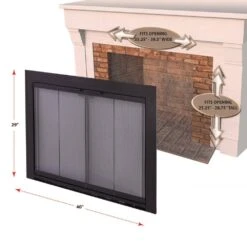 Linear Aluminum Large Black Glass Fireplace Doors -Fire Place Store pleasant hearth fireplace doors sl 4014bl a0 1000