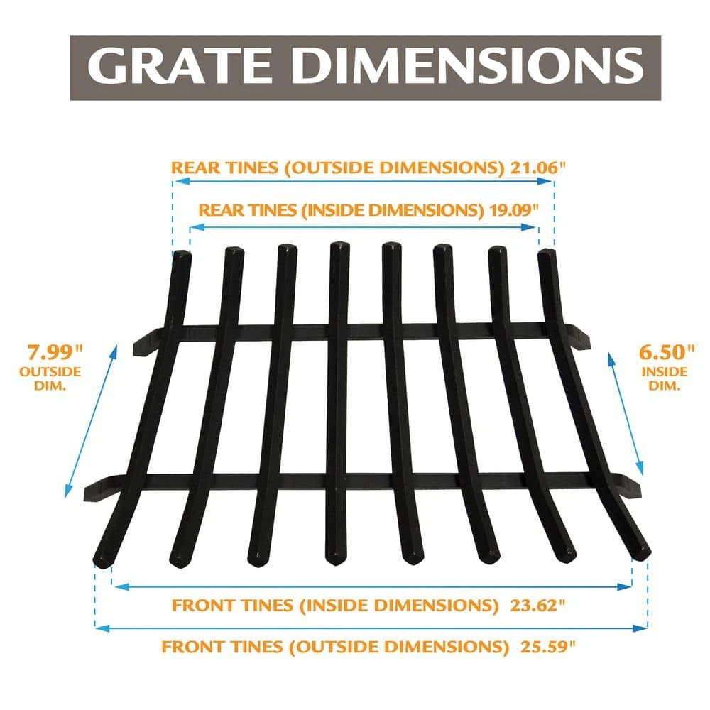3/4 In. 30 In. 8-Bar Steel Fireplace Grate 6 3/4 In. 30 In. 8-Bar Steel Fireplace Grate - Image 6