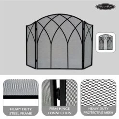Gothic Black Steel 3-Panel Fireplace Screen -Fire Place Store pleasant hearth fireplace screens 633 e1 1000